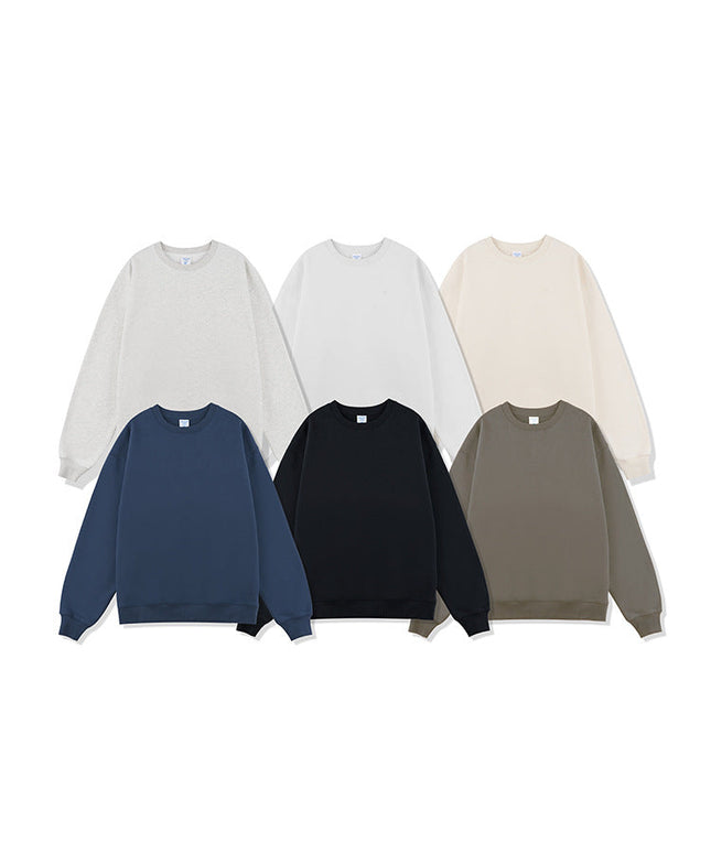 SOLID COLOR VELVET CREW NECK SWEATSHIRT