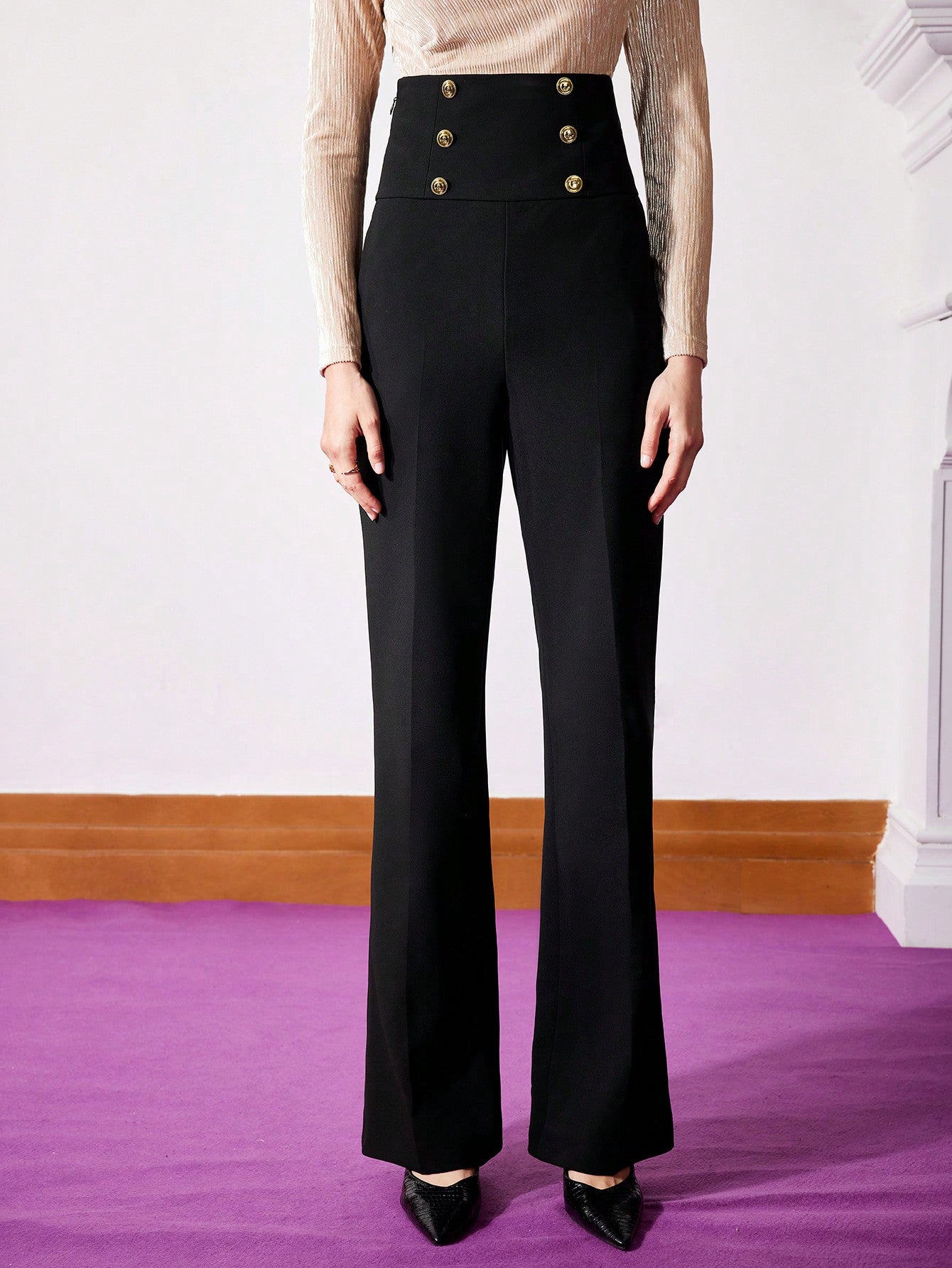 PREMIUM HIGH-WAIST BUTTON PANTS