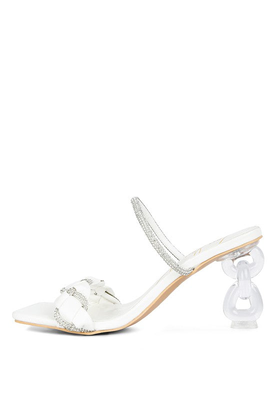 Big Plan Diamante Detail Mid Heel Sandals